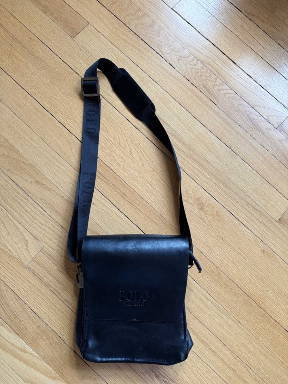 Polo by Ralph Lauren Black Leather Messenger Crossbody